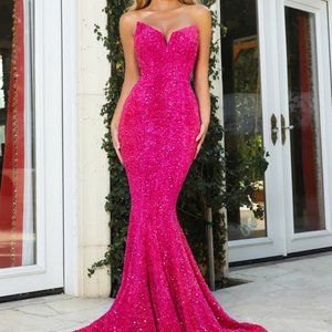 Portia & Scarlett Sparkly Hot Pink Mermaid Dress - Size 8 NWT